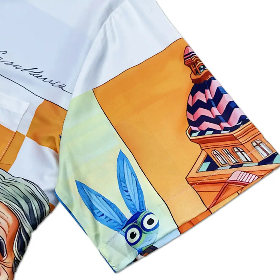 Men Summer Graphic Shirts Short Sleeve Button Up Blouse Streetwear Harajuku Hip Hop Shirts