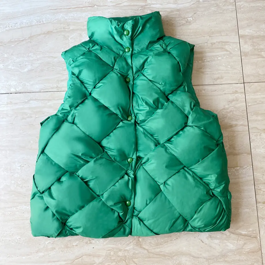 Fashion Weave Vest Men Winter Padded Vests Puffer Jackets Parkas Coat Solid Loose Thicken Vests Outwear Black 2025