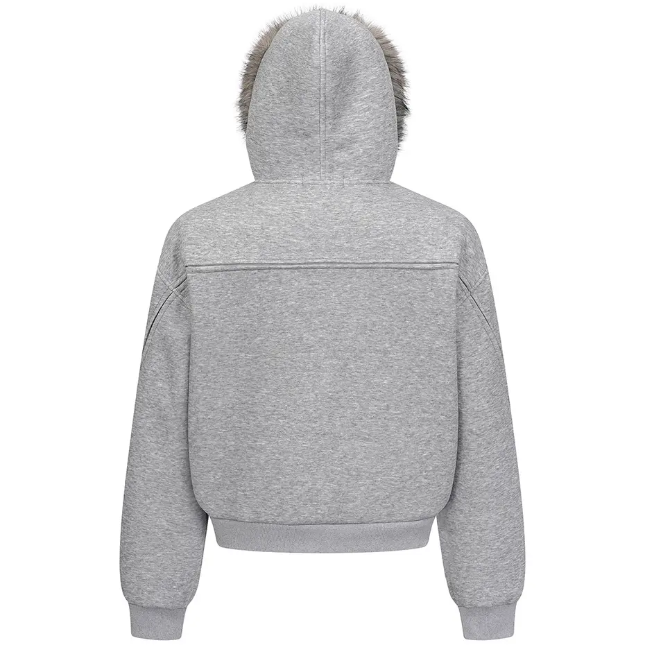 Fur Collar Hoodies Thicken Warm Hooded Sweatshirts Jackets Men Streetwear Harajuku Hip Hop Oversized Hoodies Black Gray