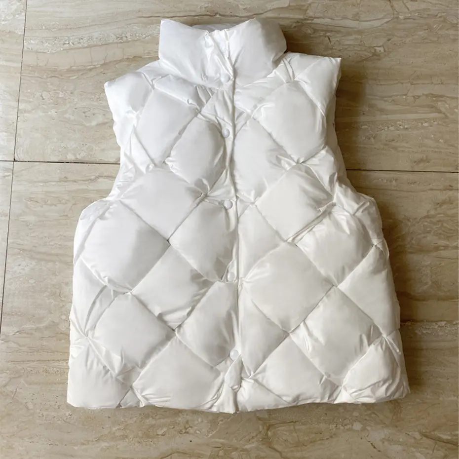 Fashion Weave Vest Men Winter Padded Vests Puffer Jackets Parkas Coat Solid Loose Thicken Vests Outwear Black 2025