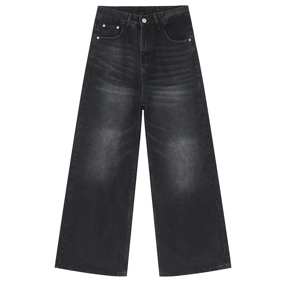Vintage Baggy Jeans Men Black Blue Loose Straight Denim Pants Streetwear Retro Jeans Trousers Hip Hop Harajuku