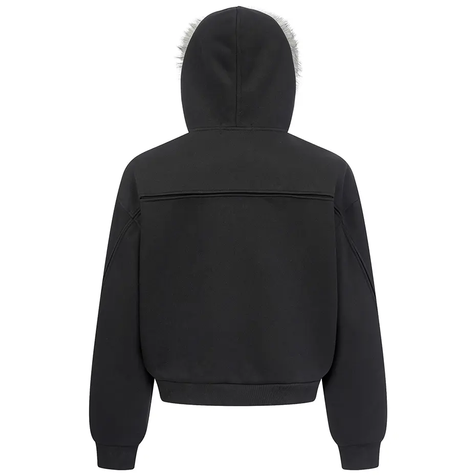 Fur Collar Hoodies Thicken Warm Hooded Sweatshirts Jackets Men Streetwear Harajuku Hip Hop Oversized Hoodies Black Gray