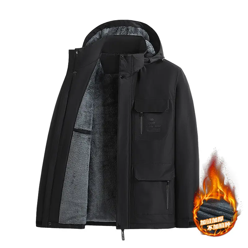 New Fashion Men Hooded Fleece Down Jackets Casual Warm Parkas Good Quality Male Thicker Winter Coats Man Warm Jackets Size 5XL