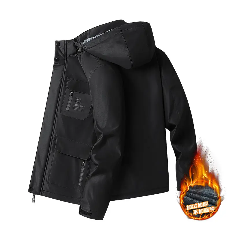 New Fashion Men Hooded Fleece Down Jackets Casual Warm Parkas Good Quality Male Thicker Winter Coats Man Warm Jackets Size 5XL