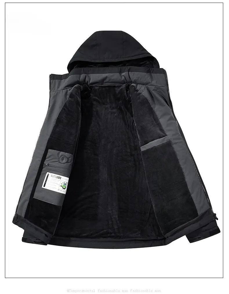 New Winter Men Outdoor Hooded Down Jackets Windproof Rainproof Fleece Warm Parkas Male Thicker Casual Coats Man Jackets Size 5XL