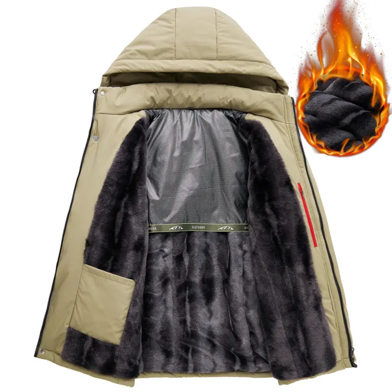 New Winter Men Hooded Down Jackets Fleece Warm Parkas Male Thicker Casual Coats Man Outdoor Reflective Stripe Jackets Size 4XL