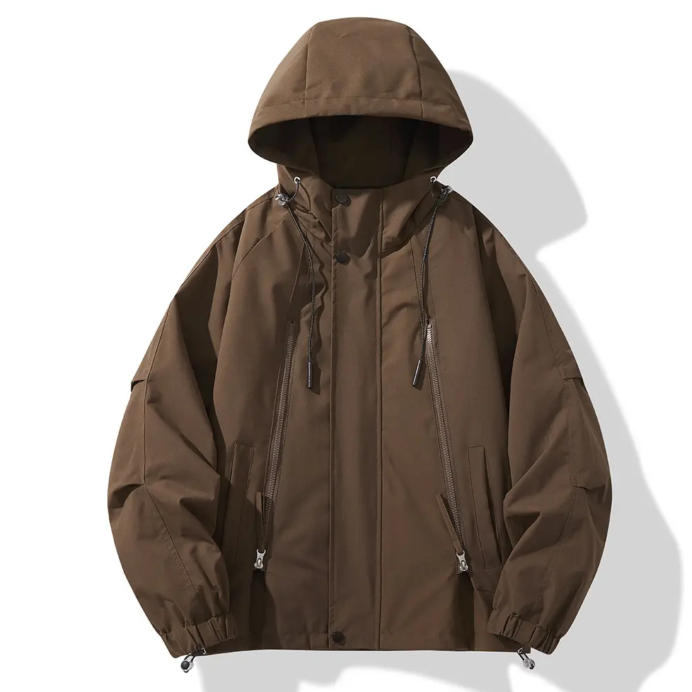 Men Outdoor Hooded Windproof Mountaineering Jackets New Autumn Man Multiple Pockets Cargo Coats Male Casual Tooling Jackets 4XL