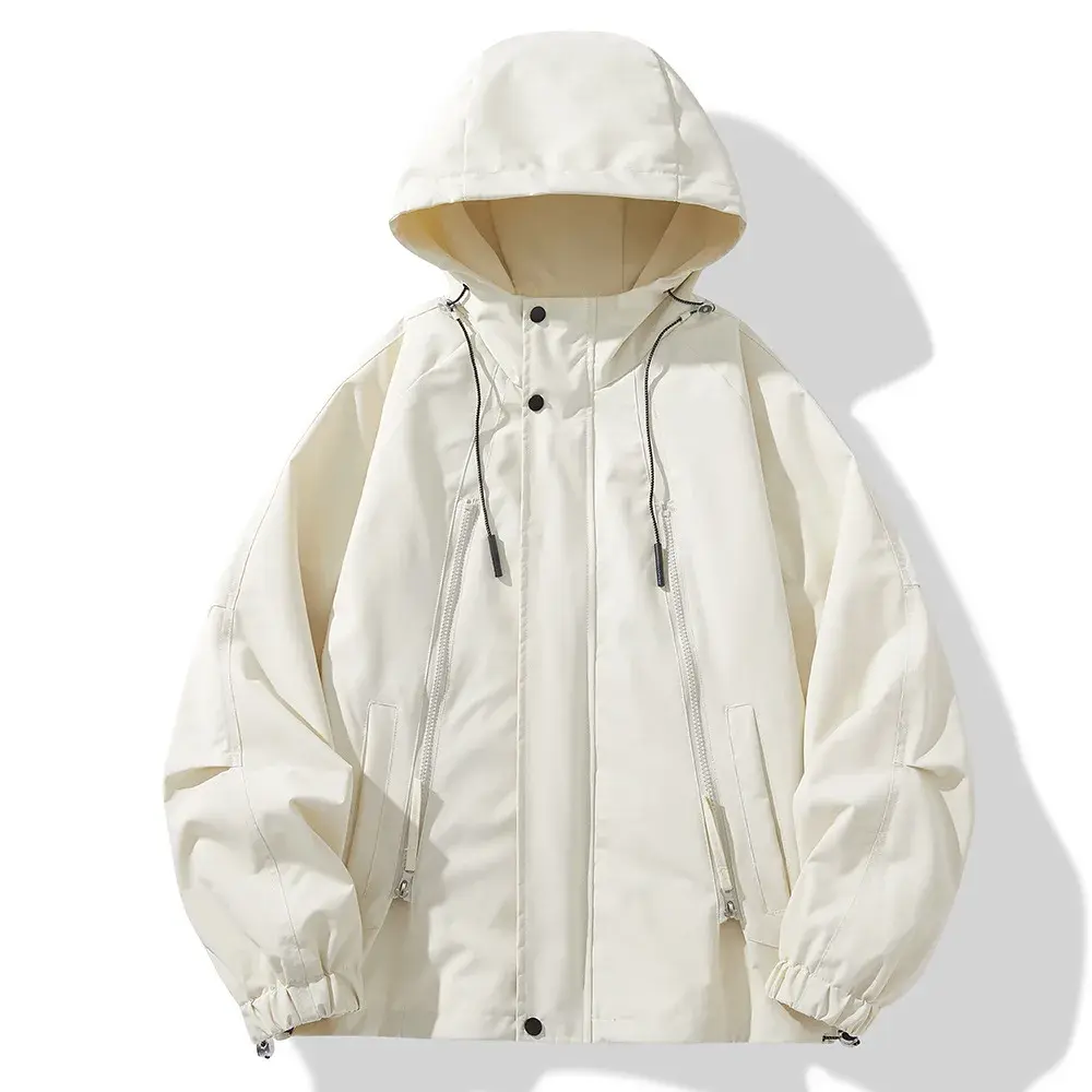 Men Outdoor Hooded Windproof Mountaineering Jackets New Autumn Man Multiple Pockets Cargo Coats Male Casual Tooling Jackets 4XL