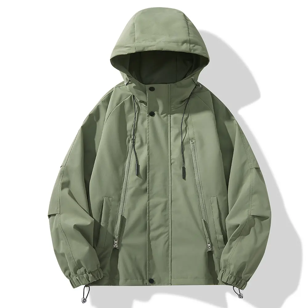 Men Outdoor Hooded Windproof Mountaineering Jackets New Autumn Man Multiple Pockets Cargo Coats Male Casual Tooling Jackets 4XL
