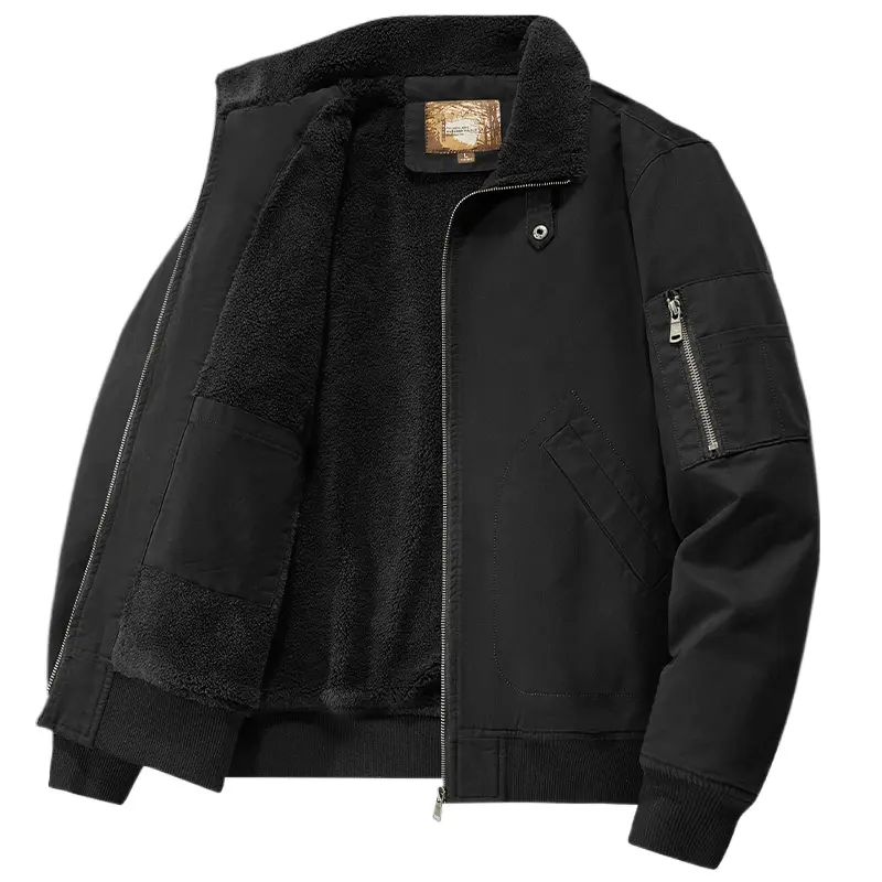 New Fashion Men Fur Collar Fleece Down Jackets Multi Pocket Cargo Jackets Quality Male Cotton Casual Winter Coats Warm Parkas  5