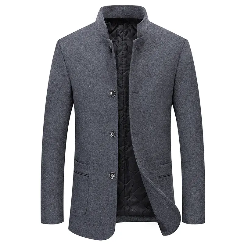 New Winter Men Stand-up Collar Business Casual Woollen Trench Coats Male Cashmere Blazers Jackets Suits Coats Overcoats size 5XL