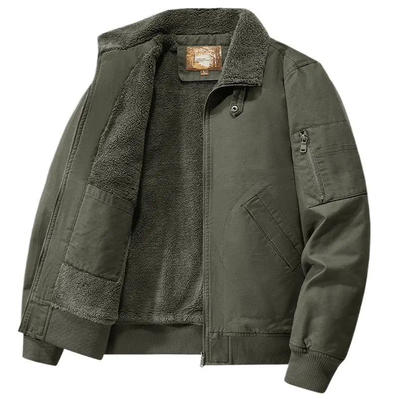 New Fashion Men Fur Collar Fleece Down Jackets Multi Pocket Cargo Jackets Quality Male Cotton Casual Winter Coats Warm Parkas  5
