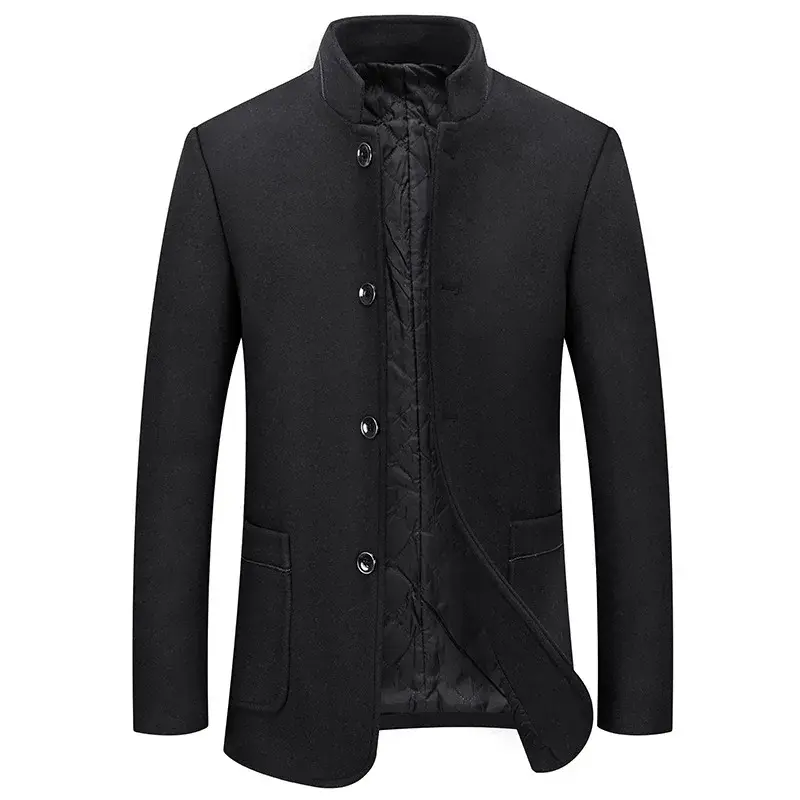 New Winter Men Stand-up Collar Business Casual Woollen Trench Coats Male Cashmere Blazers Jackets Suits Coats Overcoats size 5XL