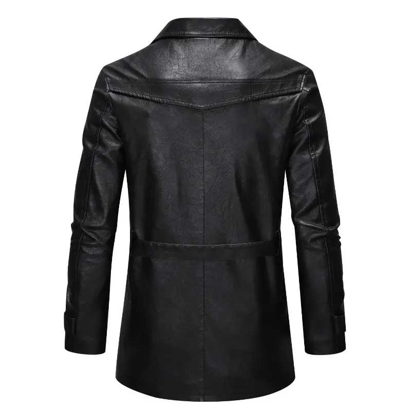 New Fashion Men Leather Overcoats Man Business Casual PU Leather Trench Coats Quality Motorcycle Leather Long Jackets Size 3XL