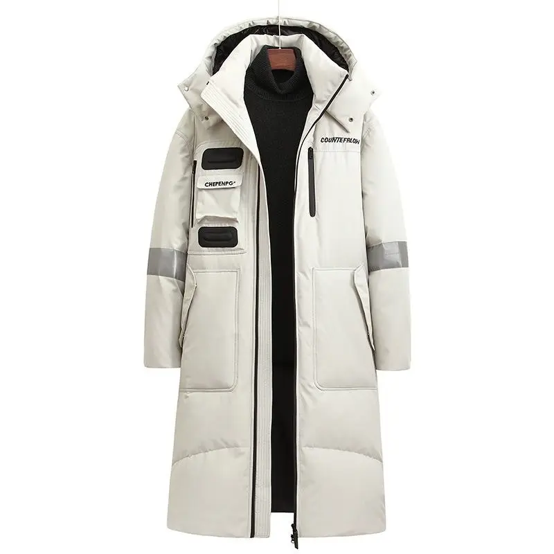 New Winter Men Hooded Long Puffer Jackets Couple Duck Down Coats Quality Male Over The Knee Winter Jackets Thicker Warm Coats