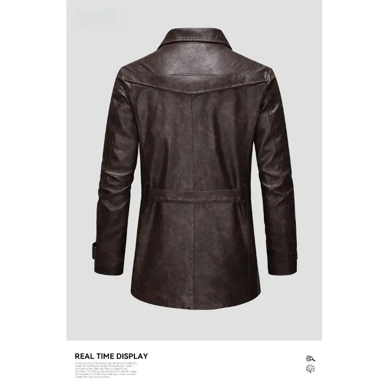 New Fashion Men Leather Overcoats Man Business Casual PU Leather Trench Coats Quality Motorcycle Leather Long Jackets Size 3XL