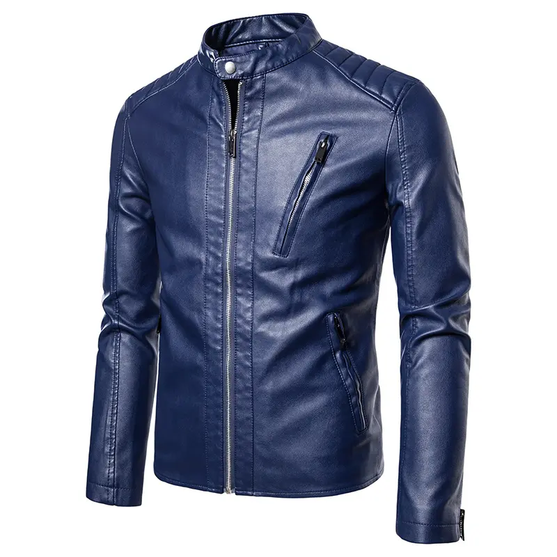 Men Stand Collar Moto Leather Jackets Slim Fit Leather Coats High Quality Male Fashion Spring  Autumn Casual Leather Jackets 5XL