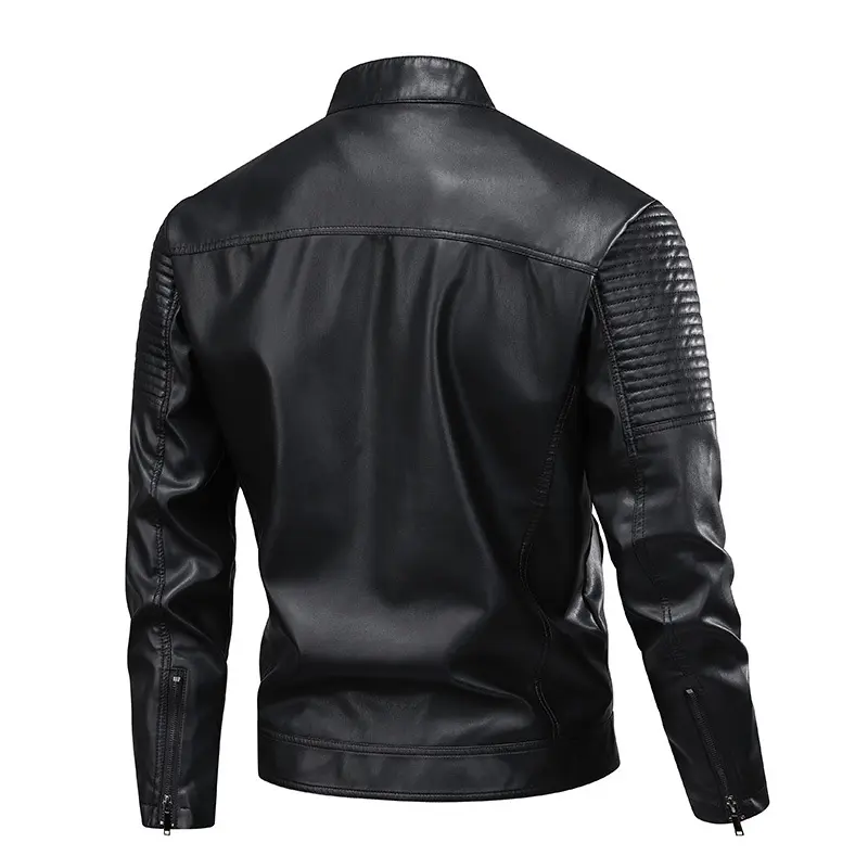 New Fashion Men Stand Collar Moto Leather Jackets Slim Fit Leather Coats Quality Male Spring  Autumn Casual Leather Jackets 3XL
