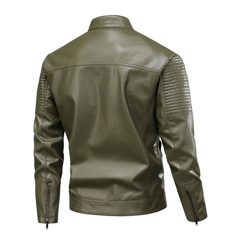New Fashion Men Stand Collar Moto Leather Jackets Slim Fit Leather Coats Quality Male Spring  Autumn Casual Leather Jackets 3XL