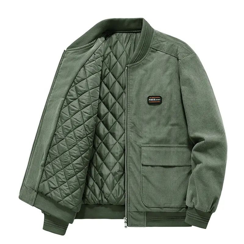 New Fashion Baseball Jackets Men Winter Corduroy Casual Dowm Jackets Man Multiple Pockets Cargo Coats Male Loose Warm Parkas 4XL