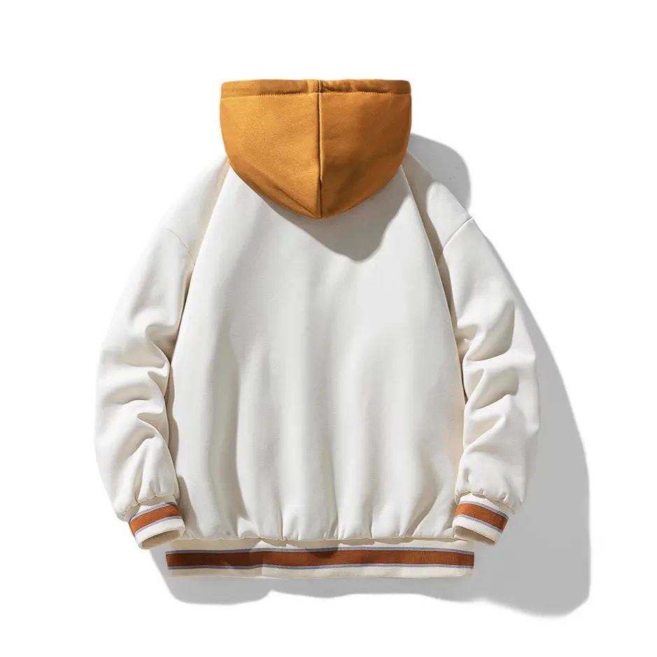 New Fashion Men Hooded Baseball Jackets Fleece Warm Down Jackets Male Fake Two-piece Sweatshirt Jackets Winter Coats Size 4XL