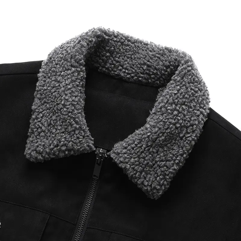 New Winter Men Fleece Suede Coats Down Jackets Casual Jaquetas New Fashion Male Thicker Warm Parkas Short Cargo Jackets Size 5XL