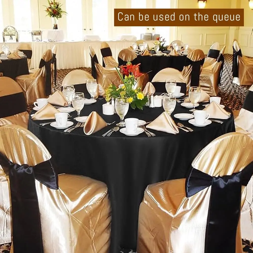 10 Pack Black Round Tablecloths, 120 Inch Stain Resistant and Wrinkle Polyester Fabric Washable Table Clothes Cover