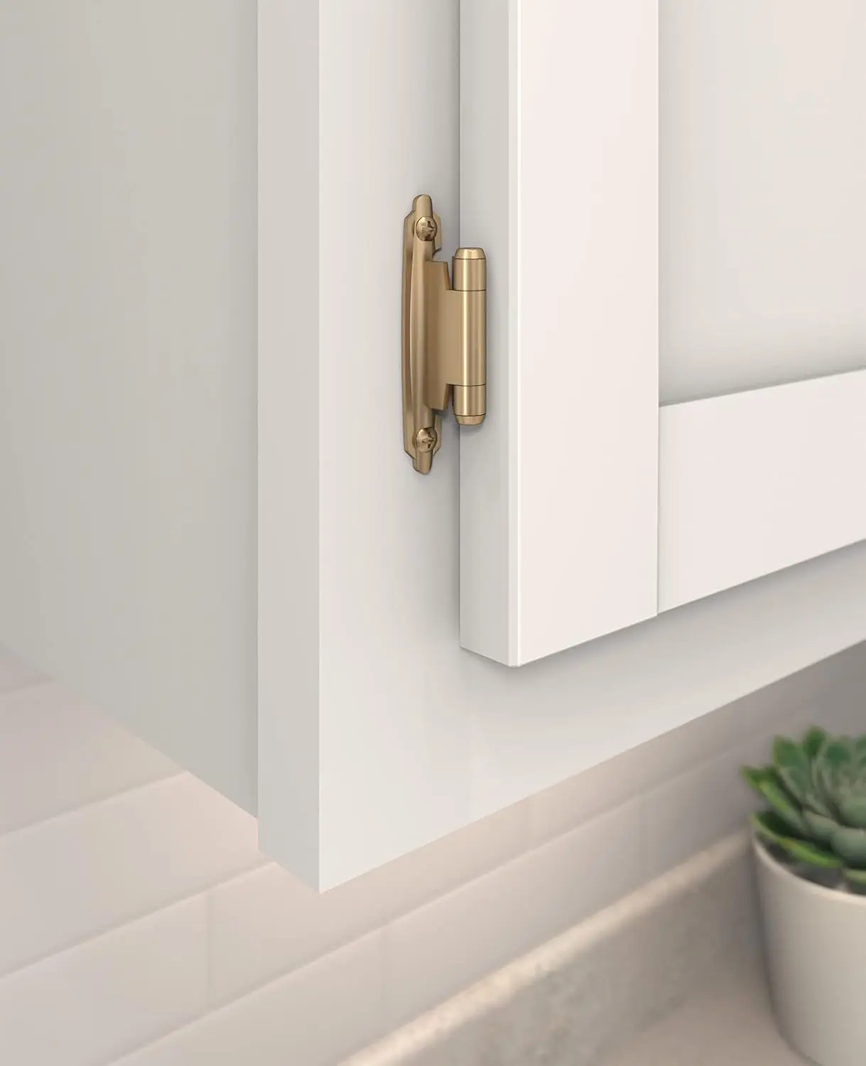 Cabinet Hinge，Variable Overlay Self Closing Face Mount，Champagne Bronze，Kitchen Cabinet Door Hinge，1 Pair/2 Pack