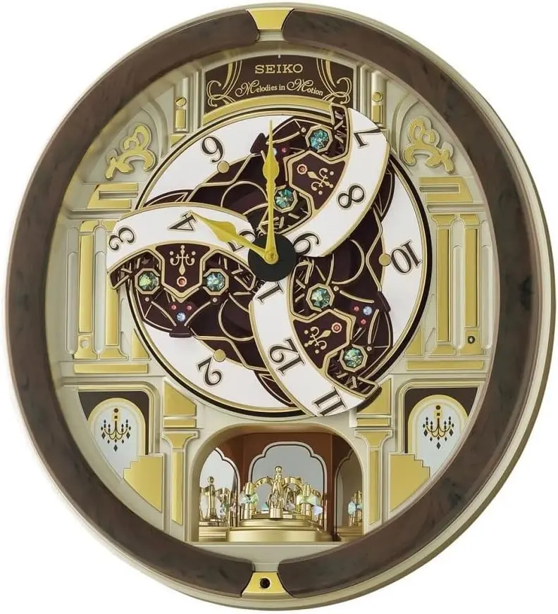 Melodies in Motion Wall Clock, Golden Chandelier