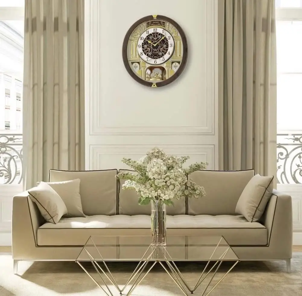 Melodies in Motion Wall Clock, Golden Chandelier