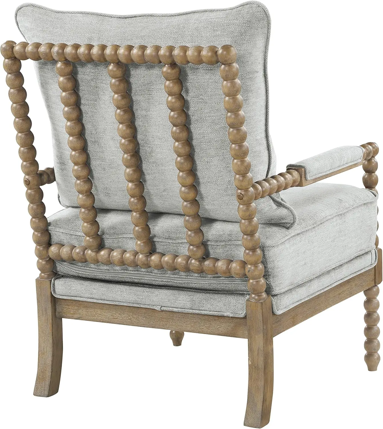 Fletcher Spindle Accent Chair with Rustic Brown Finish, Smoke Grey Upholstery