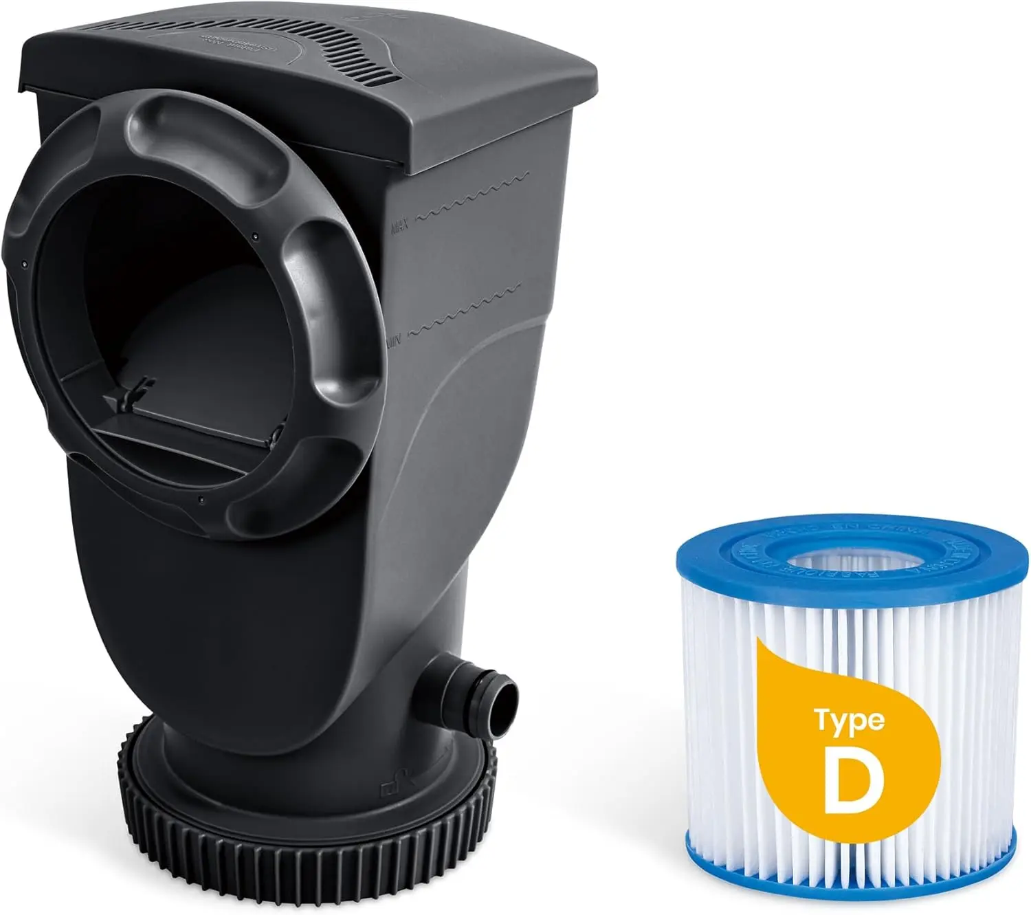 12' by 36" Oasis Designer Round Frame Above Ground Swimming Pool with Filter Pump, D Cartridge, & Ladder, Dark Herringbone