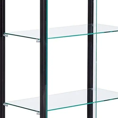Delphinium 64-inch 5-Shelf Clear Glass Curio Display Case, Tall Cabinet with Tempered Glass Shelves, 4-Shelf Display Shelf