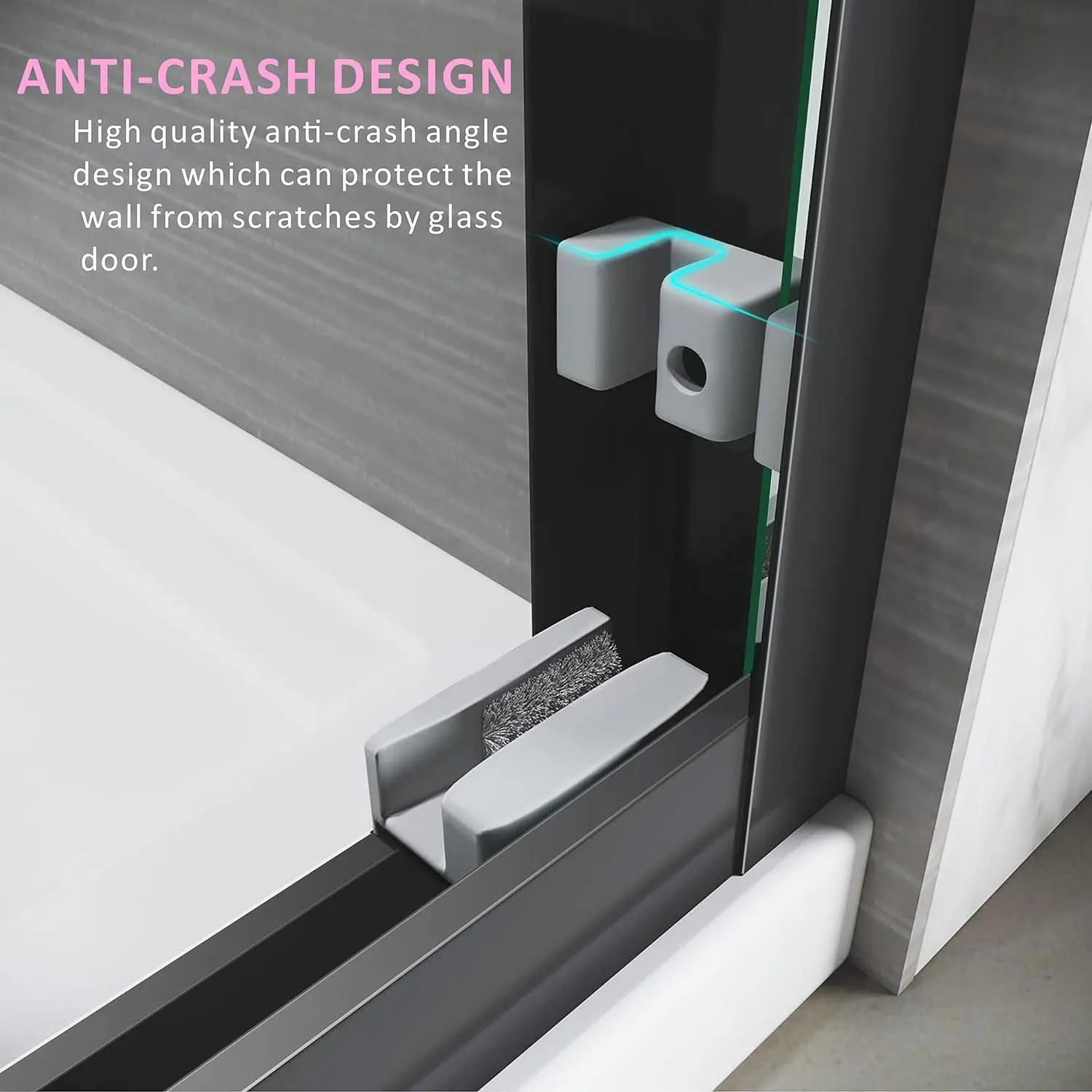 48 Inch Glass Shower Door with 1/4" (6mm) Clear SGCC Tempered Glass,44-48 in.W x72 in.H Semi-Frameless Sliding Shower Door