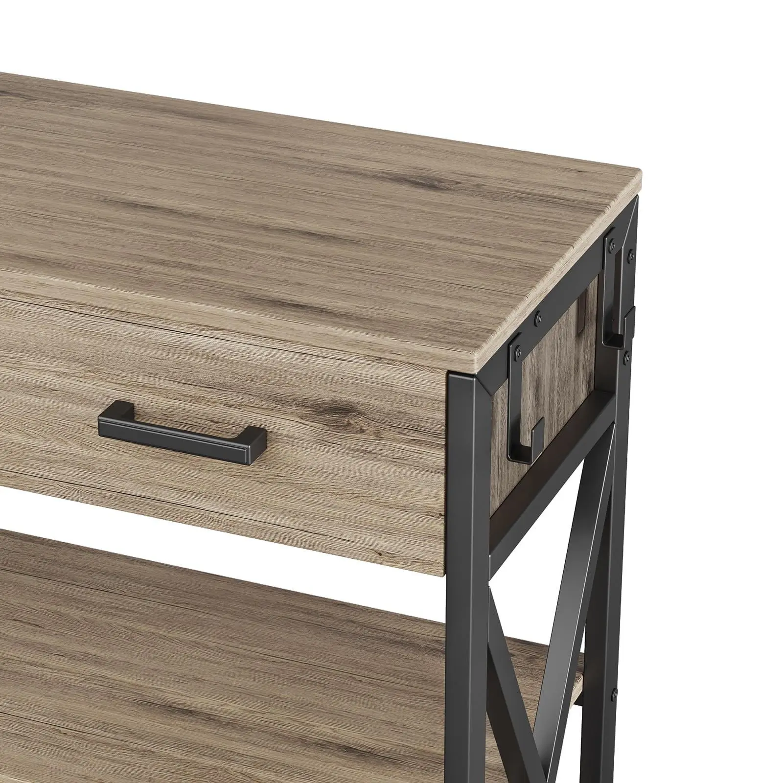 Grey Entryway Table, 47" Console Table with Drawers, Narrow Sofa Table End Table with 3 Drawers for Foyer