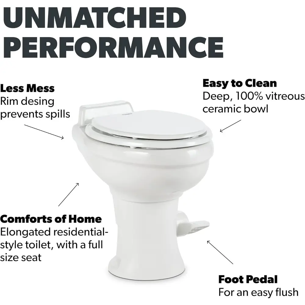 302320081 320 Series Standard Height RV Toilet, White