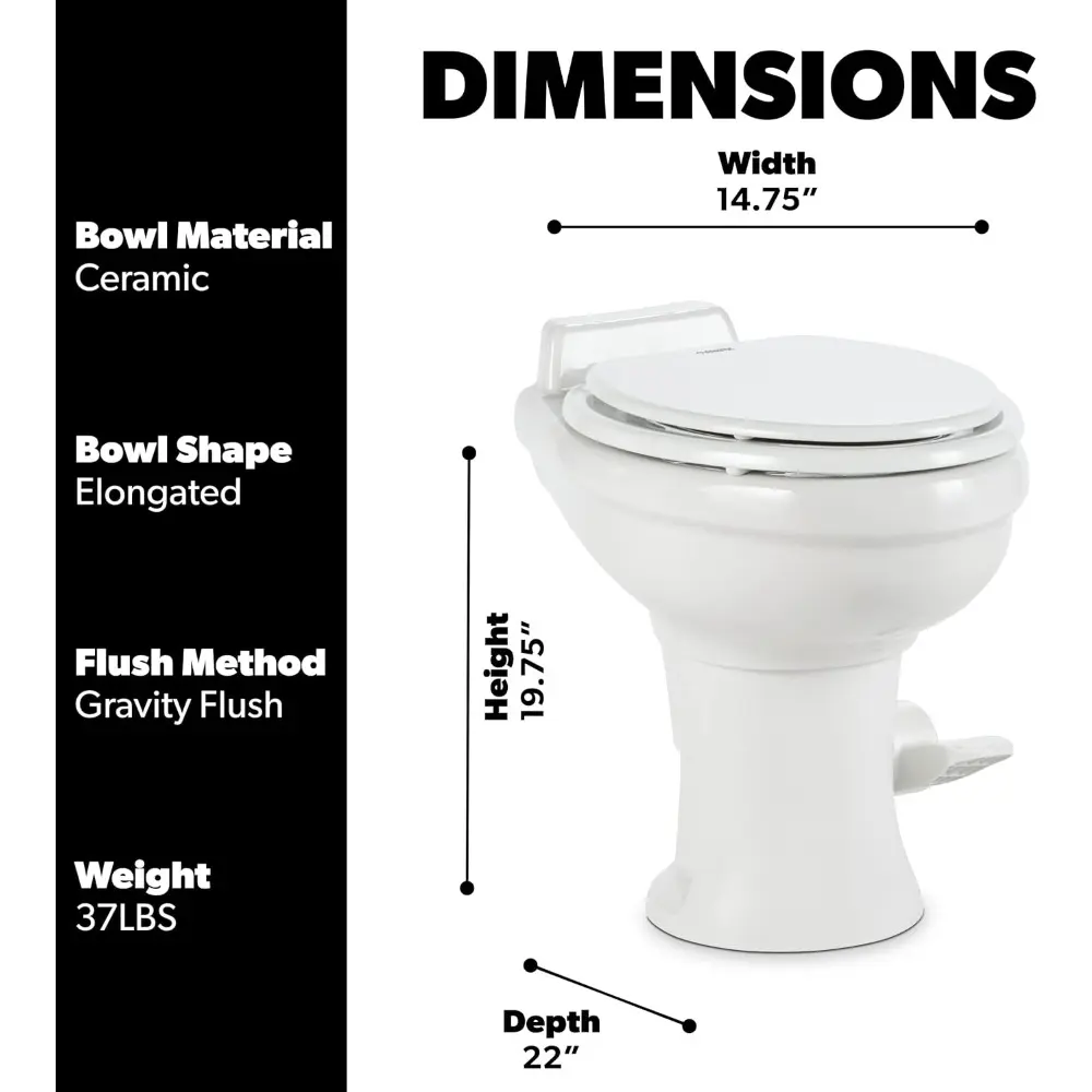 302320081 320 Series Standard Height RV Toilet, White