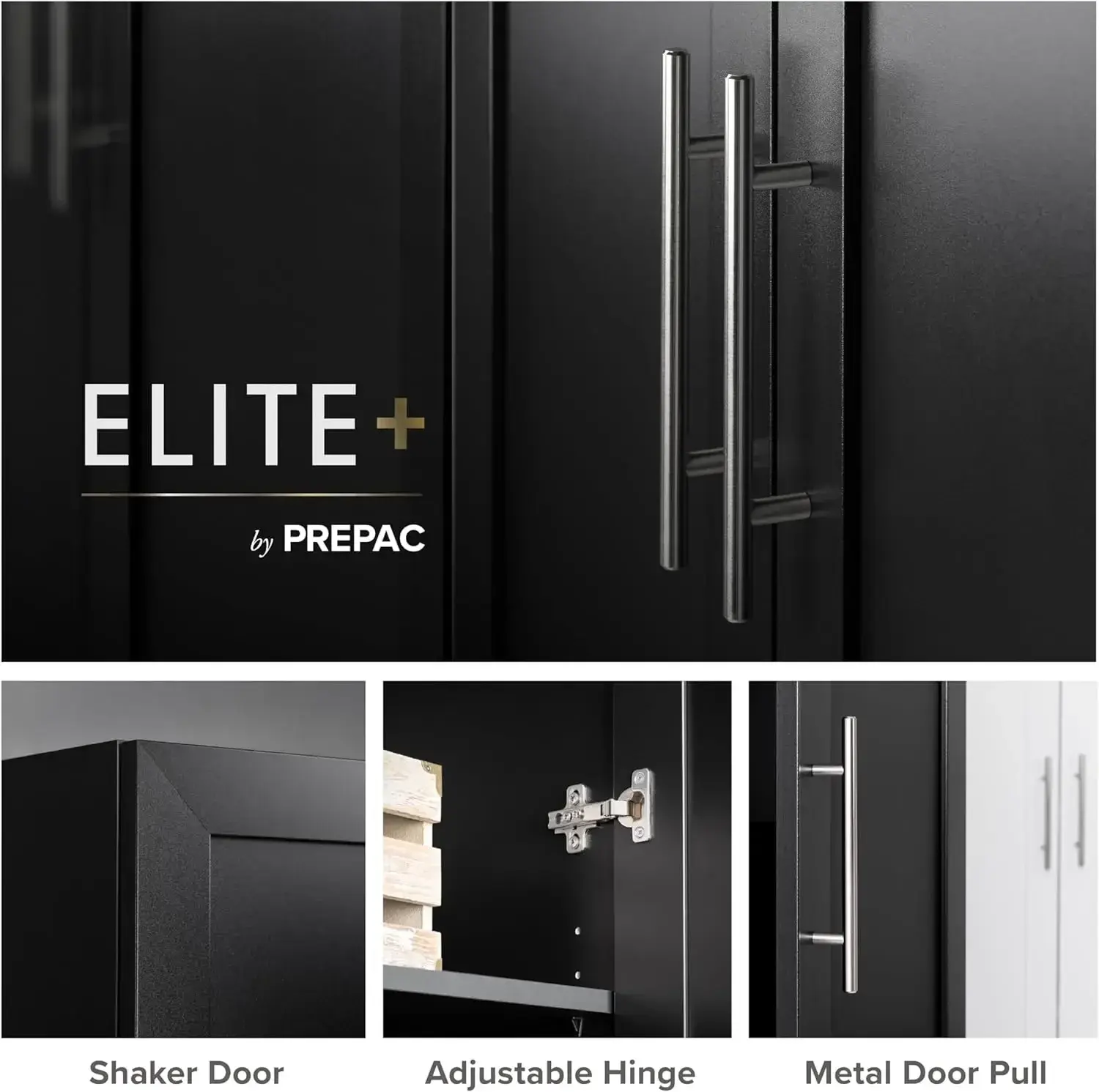 Elite Storage Cabinet, 16.75" D x 32" W x 65" H, Black