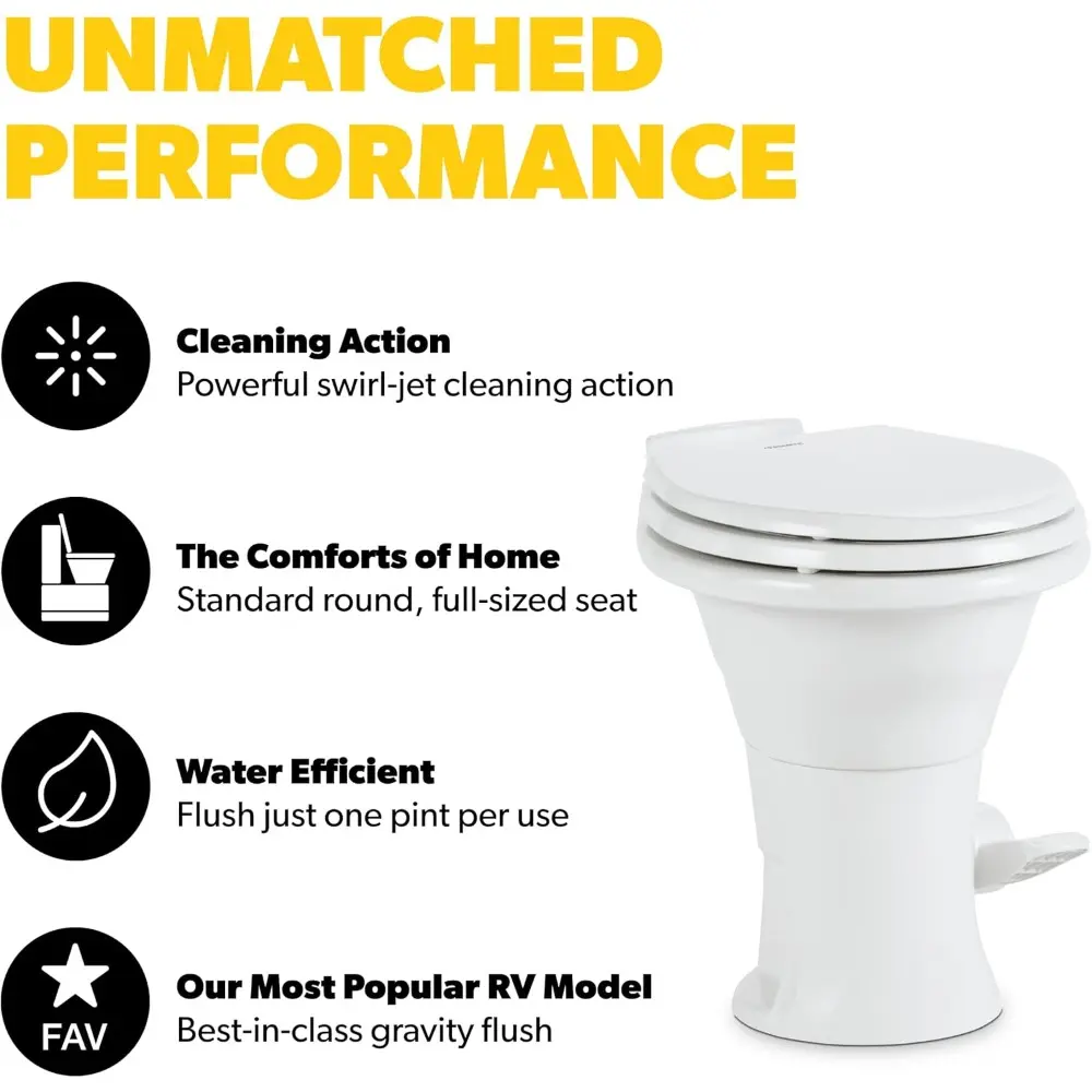 310 Standard Toilet - White, Oblong Shape, Lightweight and Efficient with Pressure-Enhanced PowerFlush and Slow Close Seat Cove
