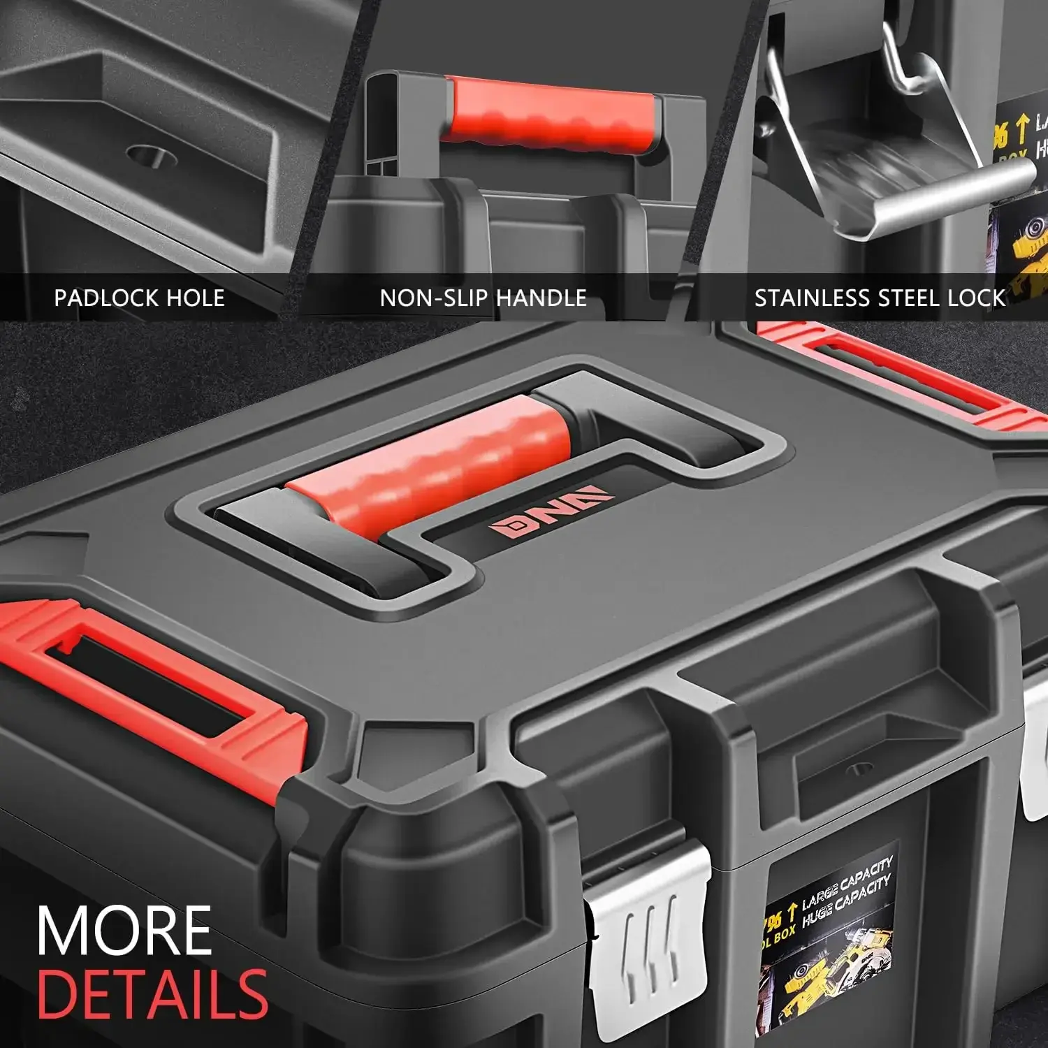 2pcs Tool Boxes Set - Lockable Organizer Storage Portable Toolbox with Removable Tray for Workshop Garage