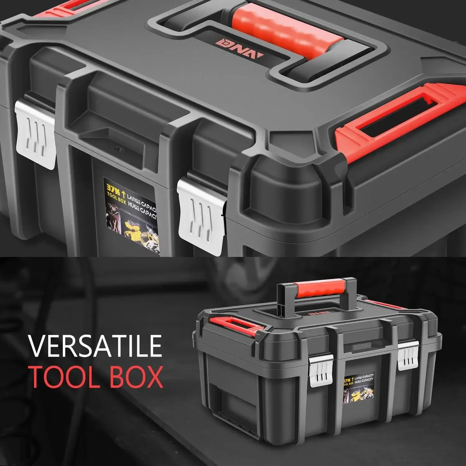 2pcs Tool Boxes Set - Lockable Organizer Storage Portable Toolbox with Removable Tray for Workshop Garage
