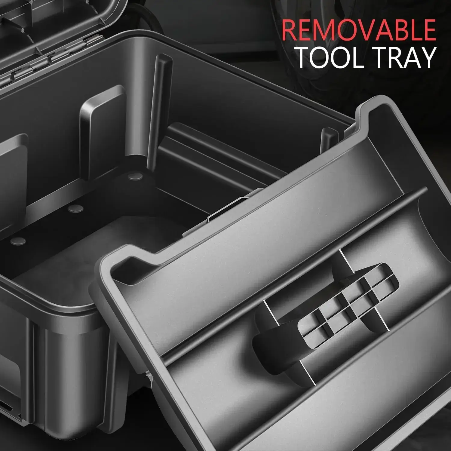 2pcs Tool Boxes Set - Lockable Organizer Storage Portable Toolbox with Removable Tray for Workshop Garage