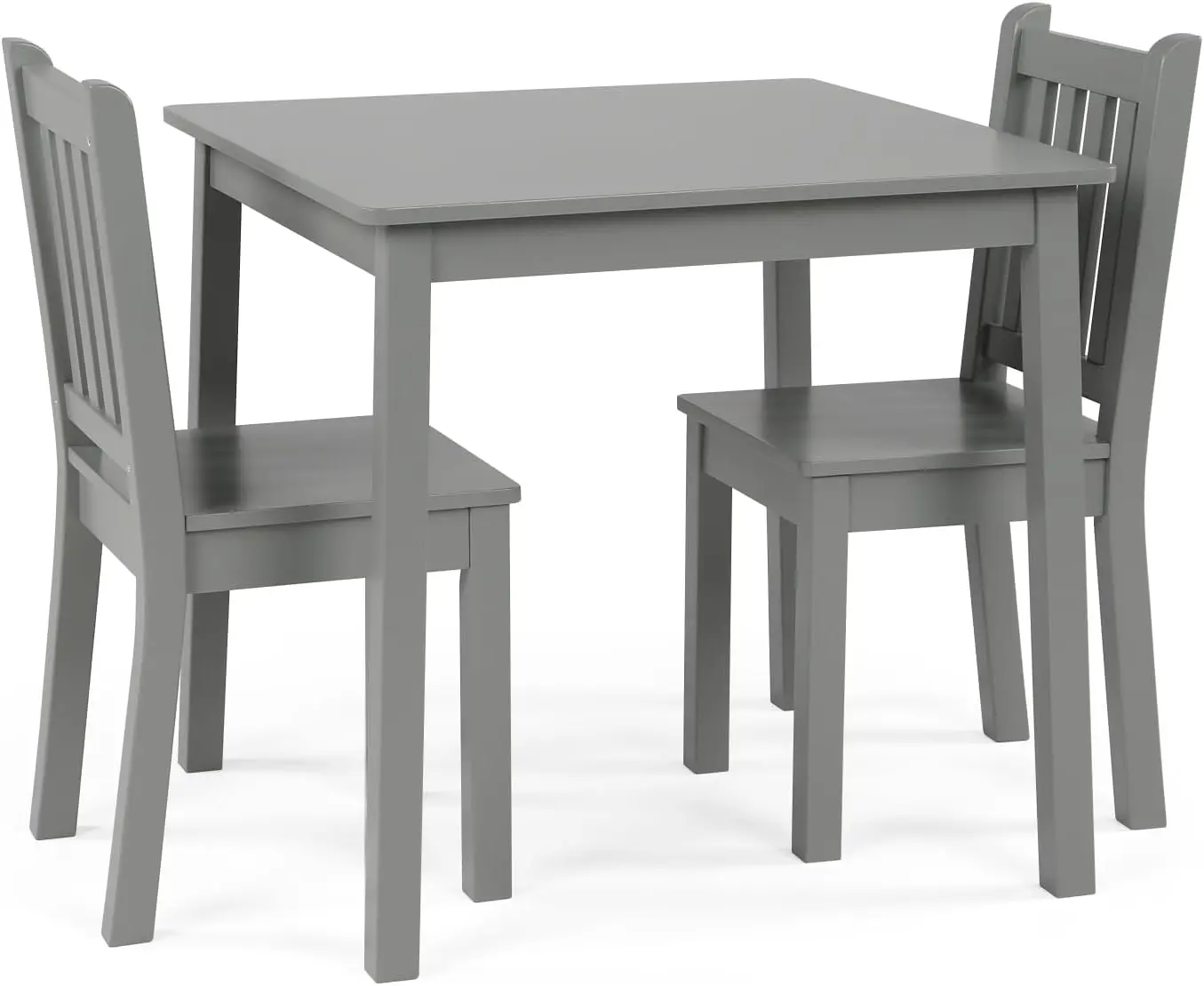Kids Wooden Table and 2 Chairs Set, Grey - Square Kids Table and Chair Set for Toddlers and Children for Arts, Crafts, a