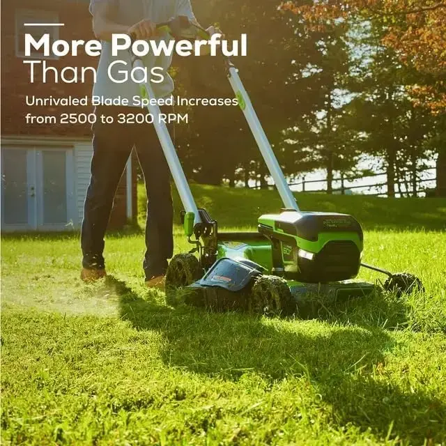 60V 21” Cordless (Push) Lawn Mower (LED Lights + Aluminum Handles), 5.0Ah Battery and Rapid Charger
