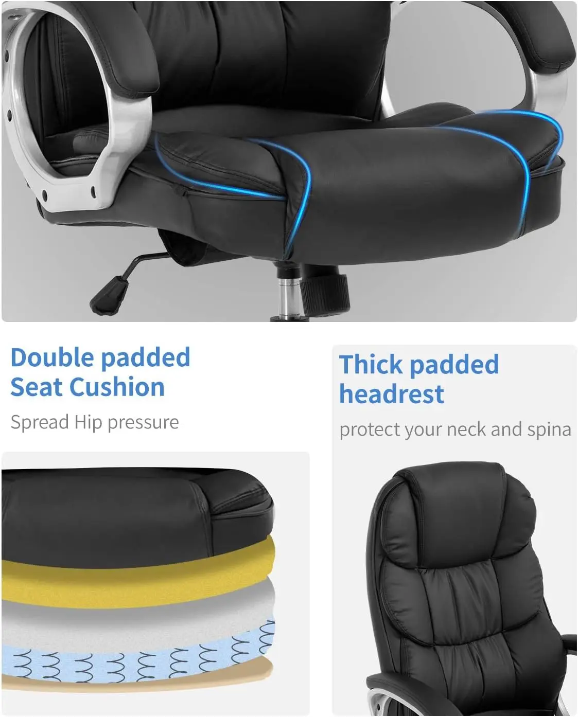 Office Chair Computer High Back Adjustable Ergonomic Desk Chair Executive PU Leather Swivel Task Chair