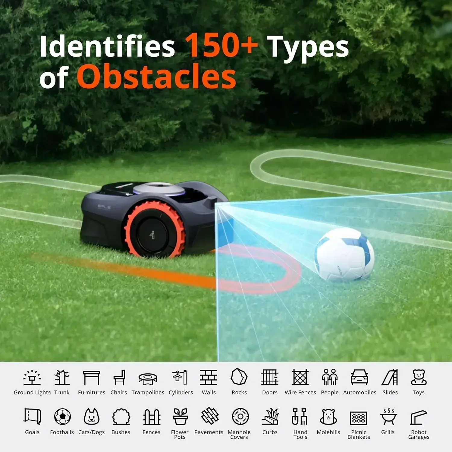 i110N Robot Lawn Mower Perimeter Wire Free 1/4 Acre RTK+Vision Robotic Lawnmower, AI-Assisted Mapping, Virtual Boundary