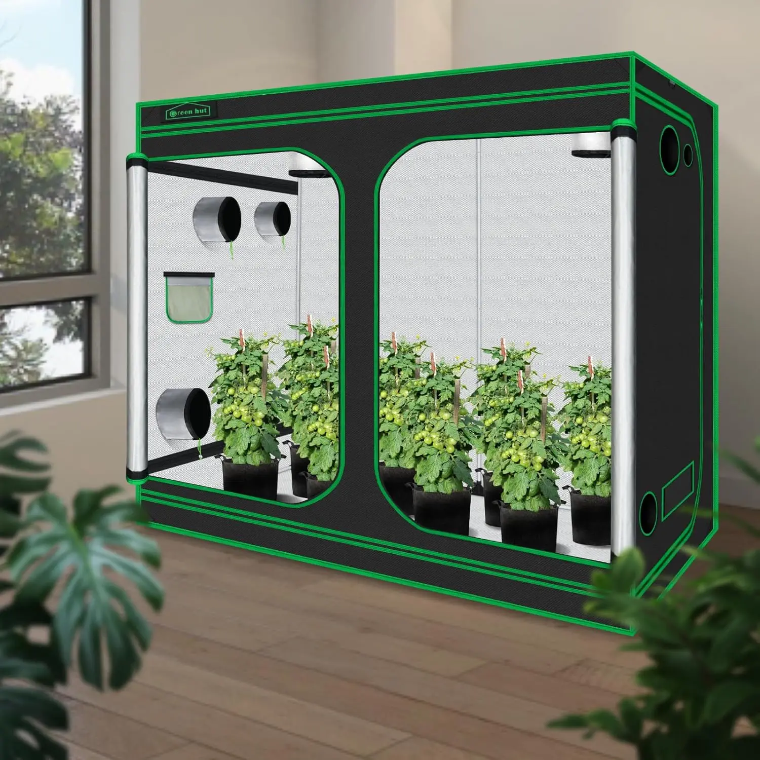 Grow Tent 96"x48"x78" 600D Mylar Hydroponic Indoor Grow Tent withObservation Window, Removabl Floor Tray and Tool Bagfor Indoor