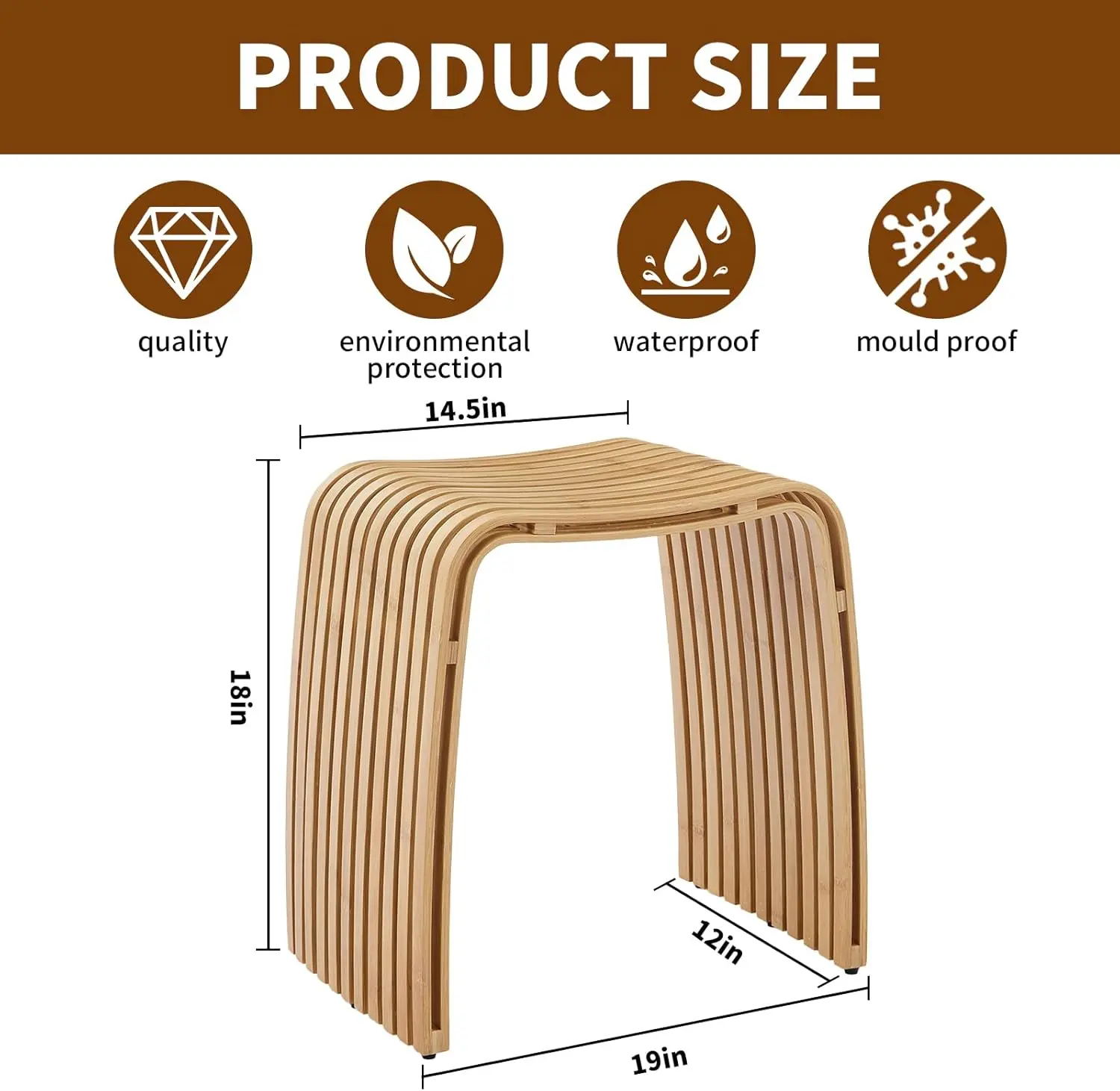 Bamboo Dining Stool and Chair - Durable and Beautifully Designed for Dining Room, Living Room, Bedroom and Bathroom
