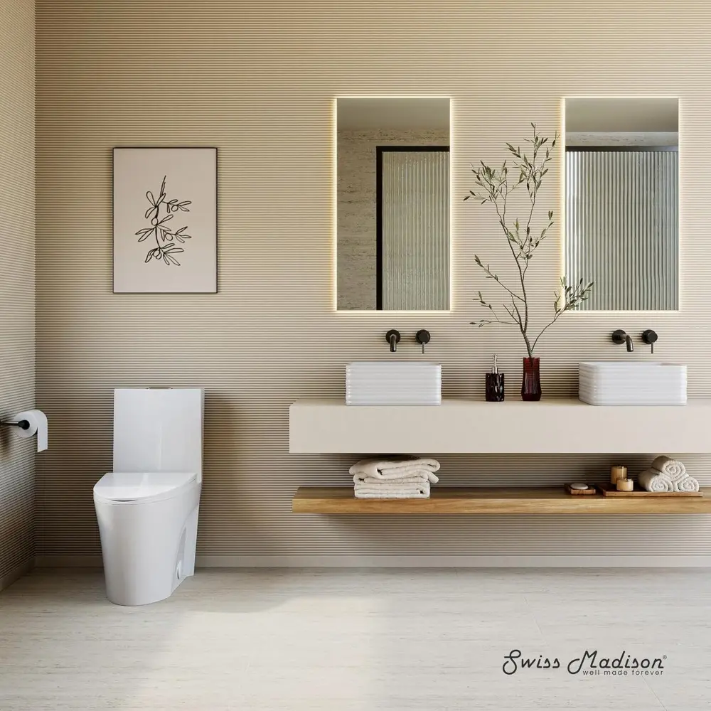 SM-1T254 St. Tropez One Piece Toilet Dual Tornado Flush 0.8/1.28 GPF with Soft Closing Seat, Comfort Height