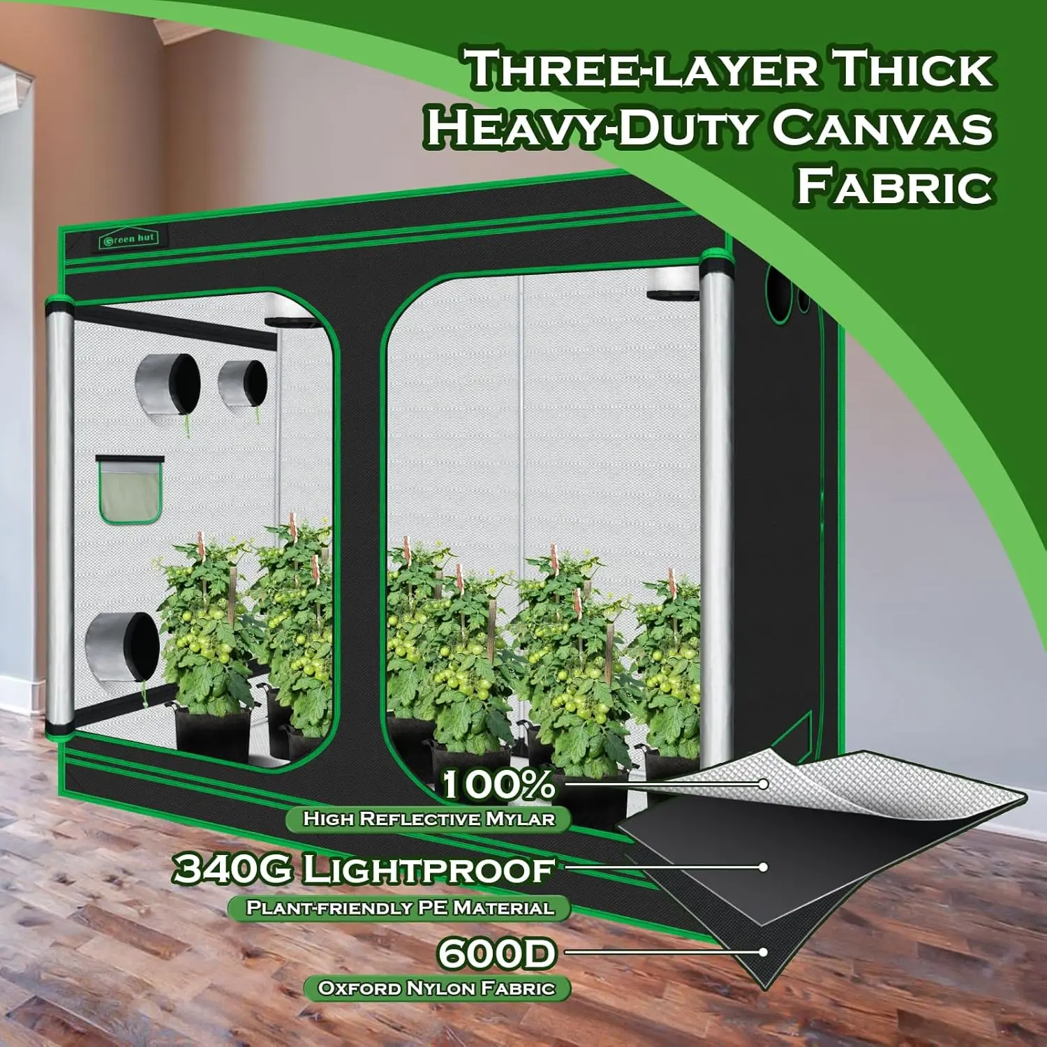 Grow Tent 96"x48"x78" 600D Mylar Hydroponic Indoor Grow Tent withObservation Window, Removabl Floor Tray and Tool Bagfor Indoor